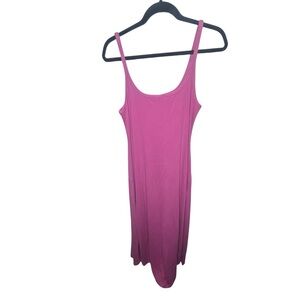 Old Navy Sleeveless Ribbed Maxi‎ Dress Pink Tank Style Beach Resortwear Size L